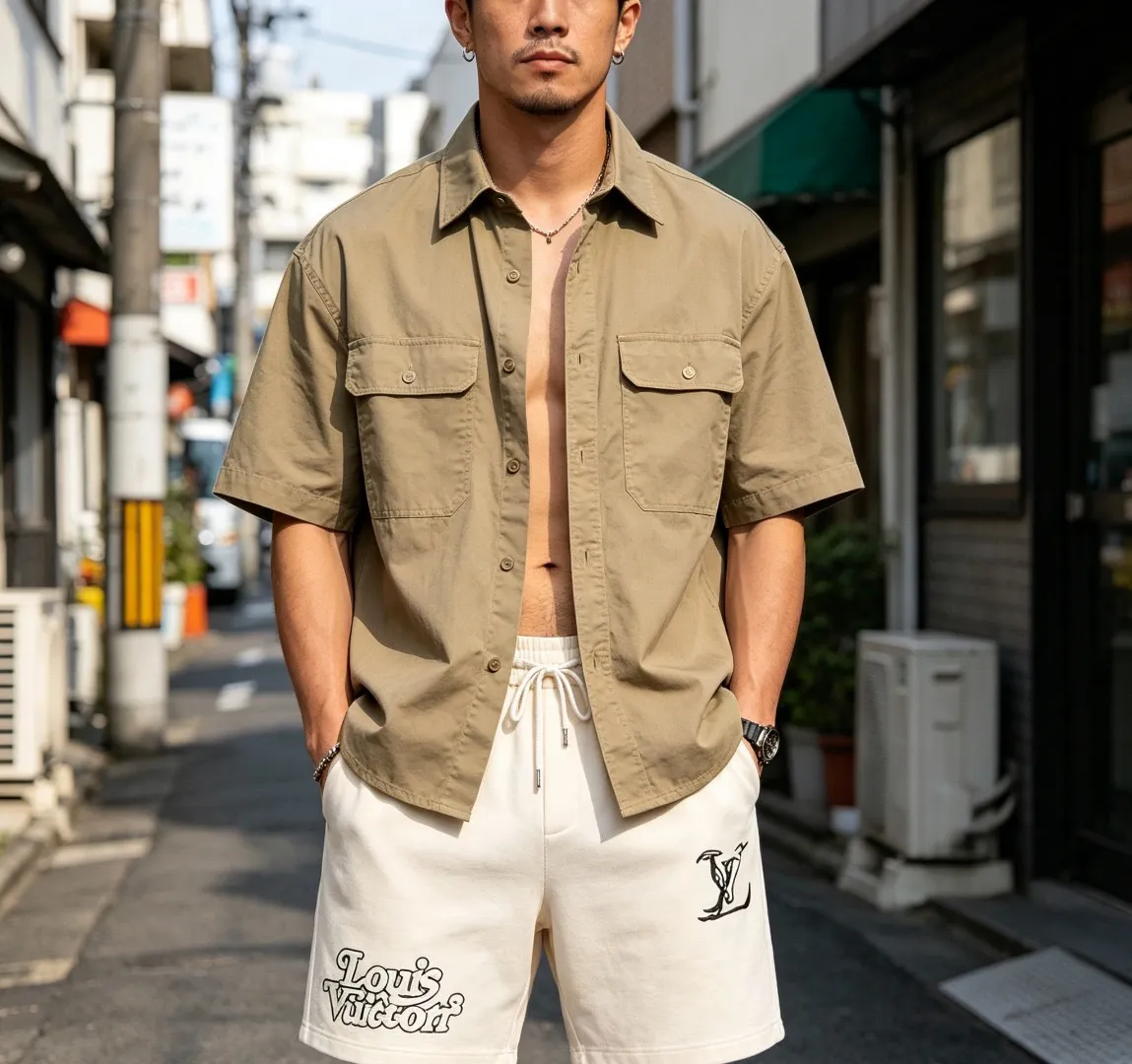 Louis Vuitton/Louis Vuitton double logo embroidered shorts